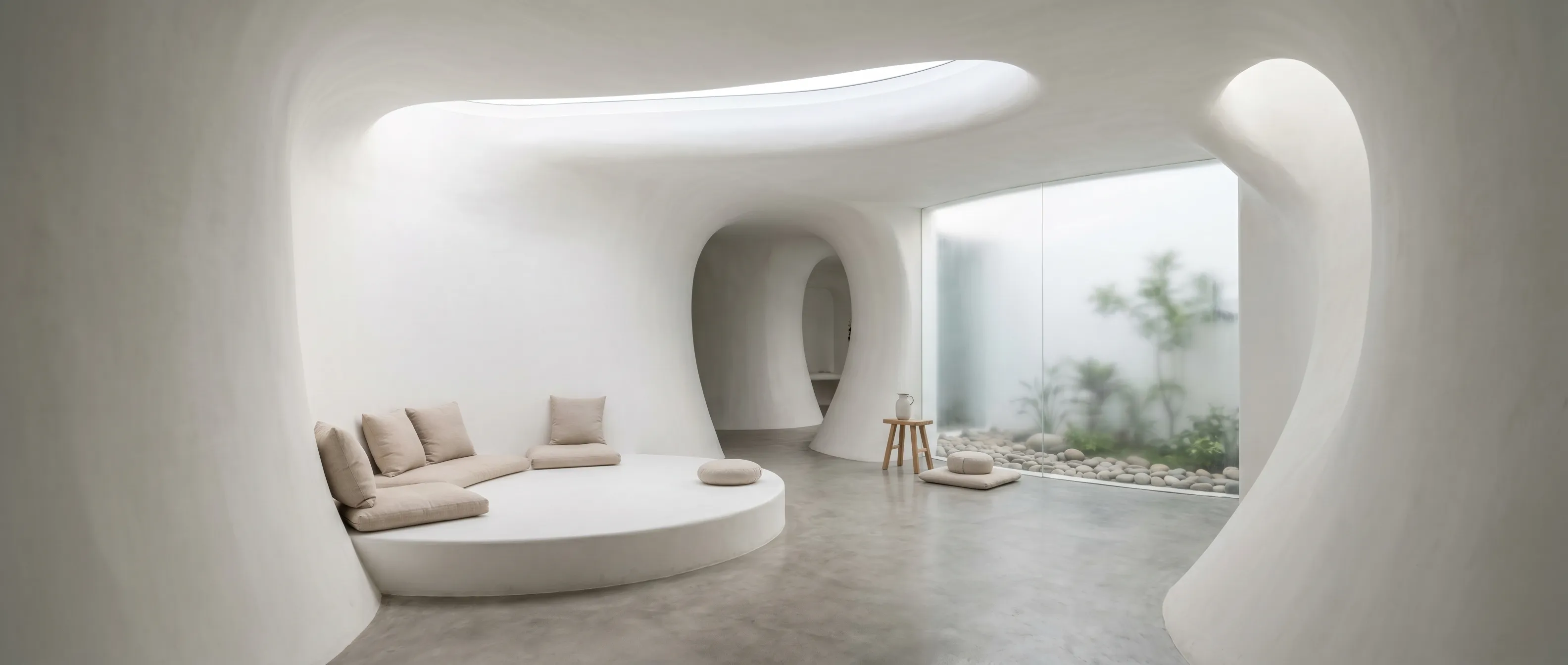 Abstract interior of a neural-restorative luxury space