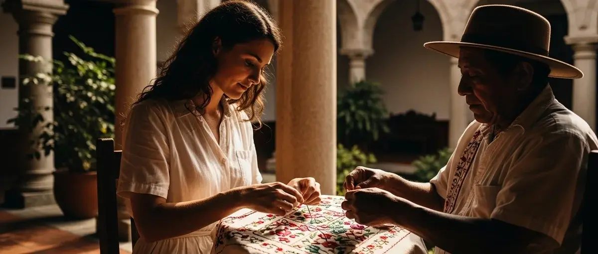 Guest engaging in a personalized cultural experience with local artisans, showcasing immersive luxury.