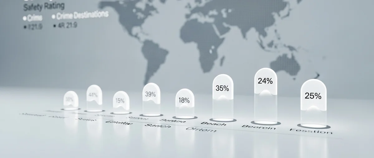 Data visualization comparing safety ratings and crime statistics for popular beach destinations.