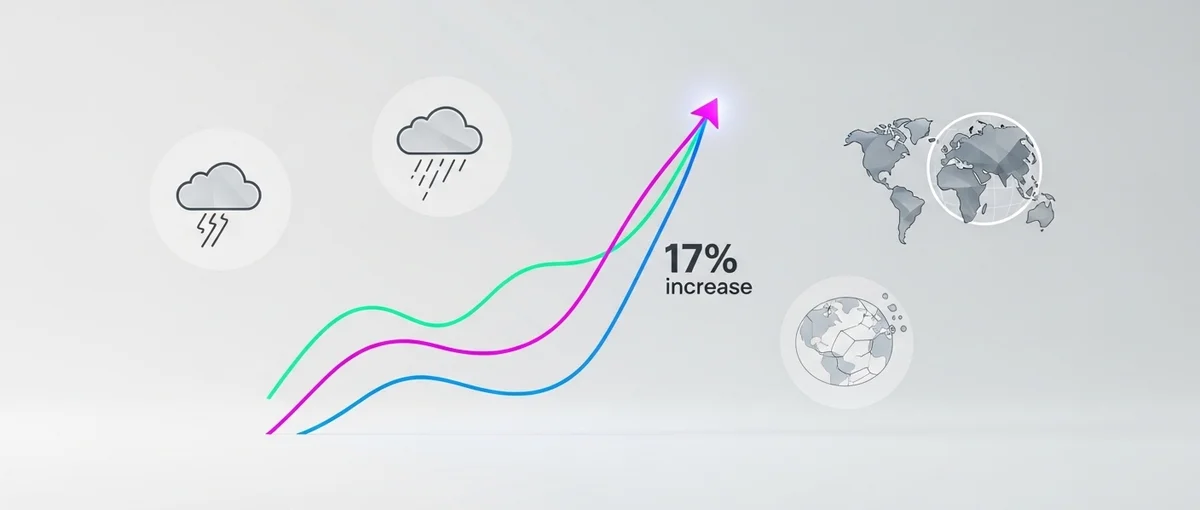 Infographic showing a 17% increase in business traveler evacuations, highlighting risks from climate and geopolitical events.