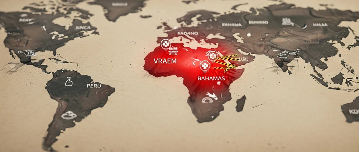 A map illustrating high-risk travel regions, emphasizing the need for specialized insurance coverage.