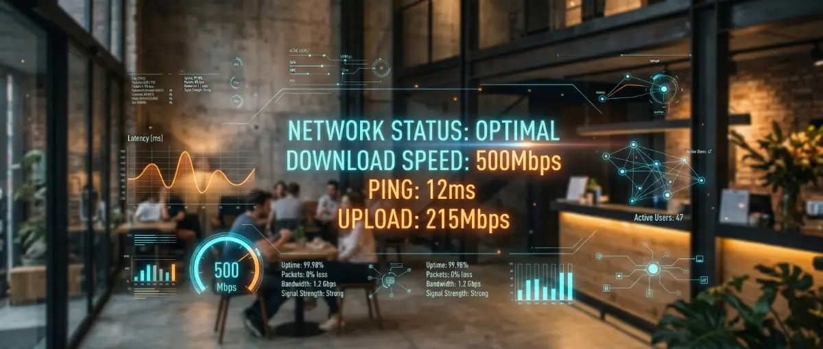 Digital performance metrics for a high-speed fiber-enabled nomad hostel.